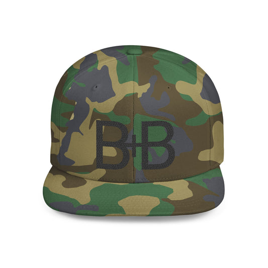Bull+Brawl Original Cattle Brand Embroidered Camo Drop Flat Bill Snapback Hat